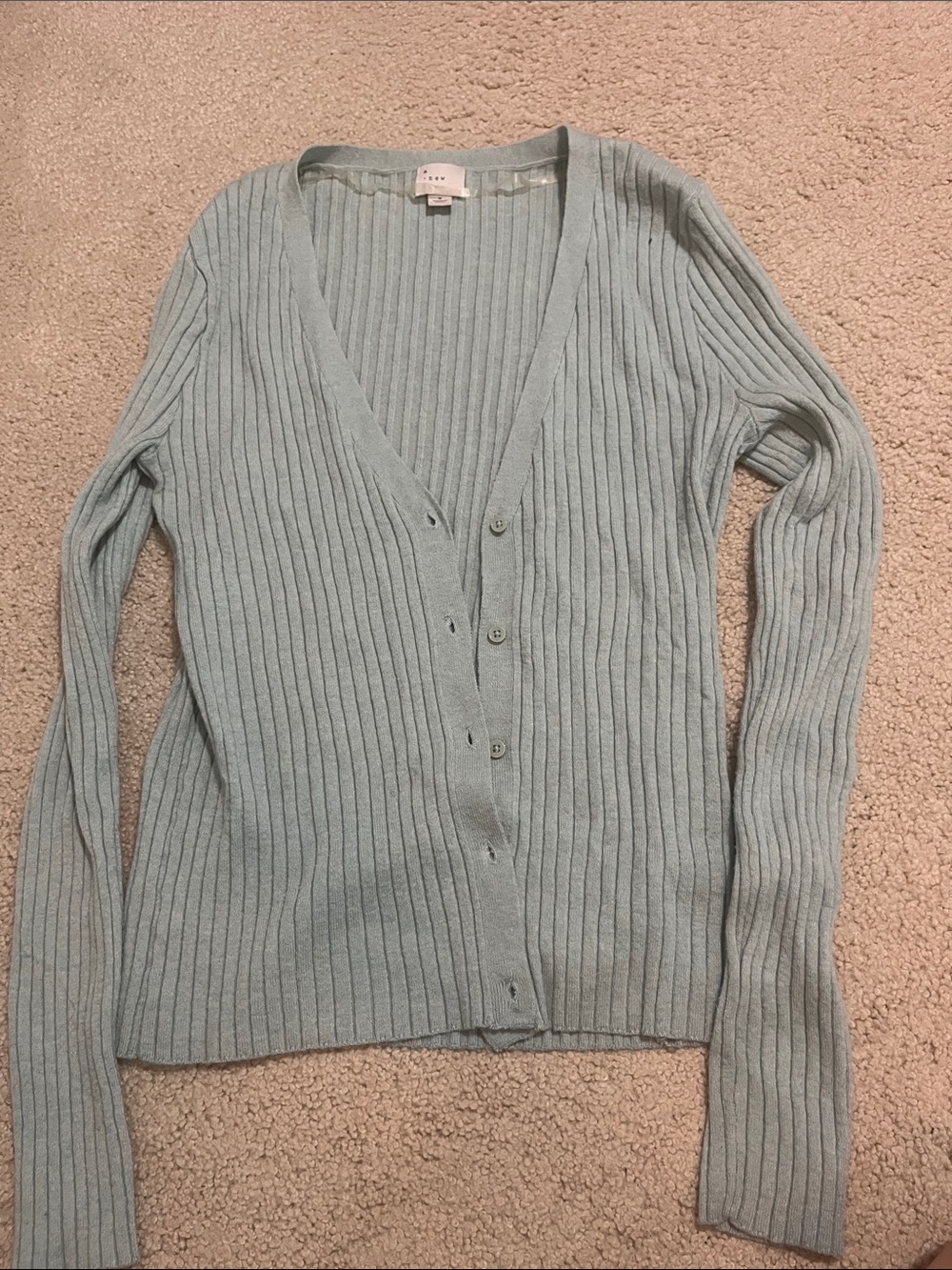 A New Day Light Blue Ribbed V-Neck Button Cardigan